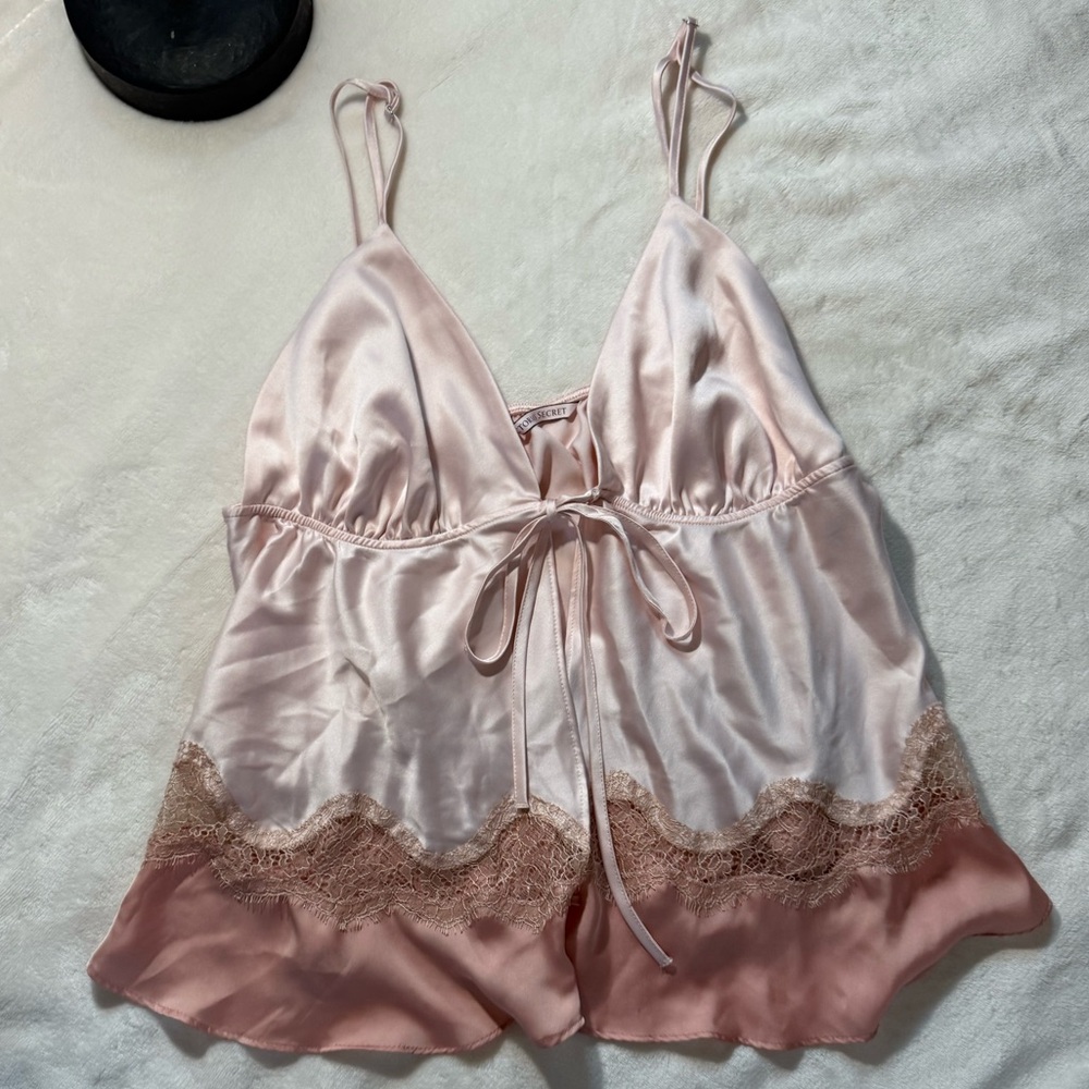 Victoria's Secret Pink Satin Lace Chemise